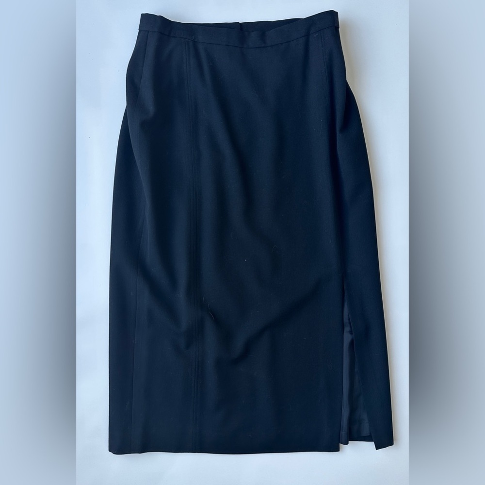 Vintage J’Envie Sport Black Modest Pure Wool Long Straight Skirt Women’s Size 12